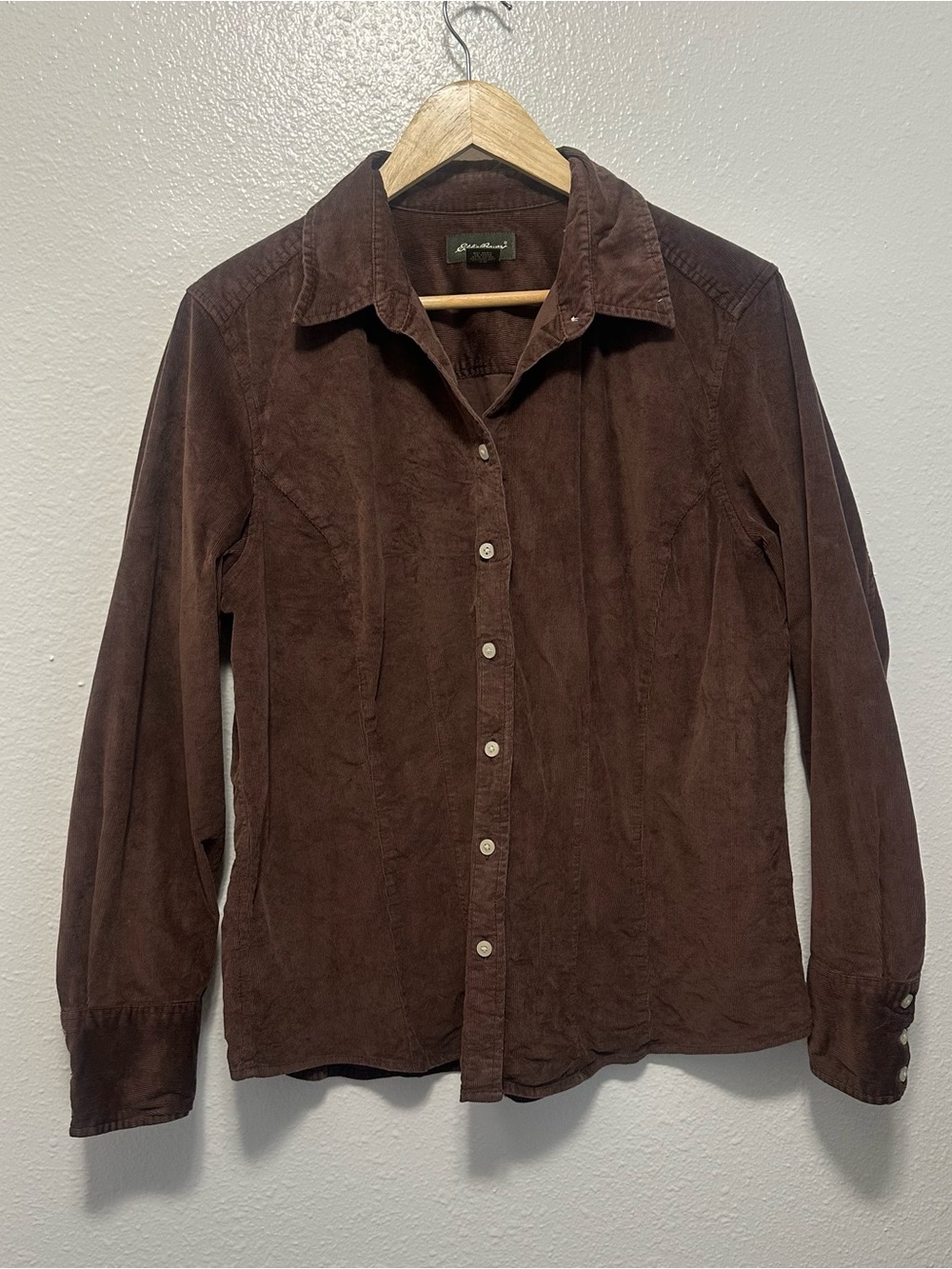 Eddie Bauer Brown Button-Up Corduroy Shirt